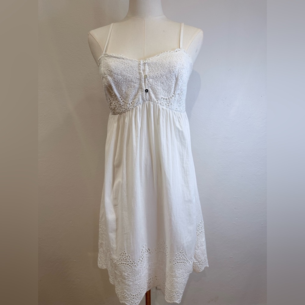 Rachel Ashwell White Eyelet Cotton Sundress | Shabby Chic Cottagecore | Size S